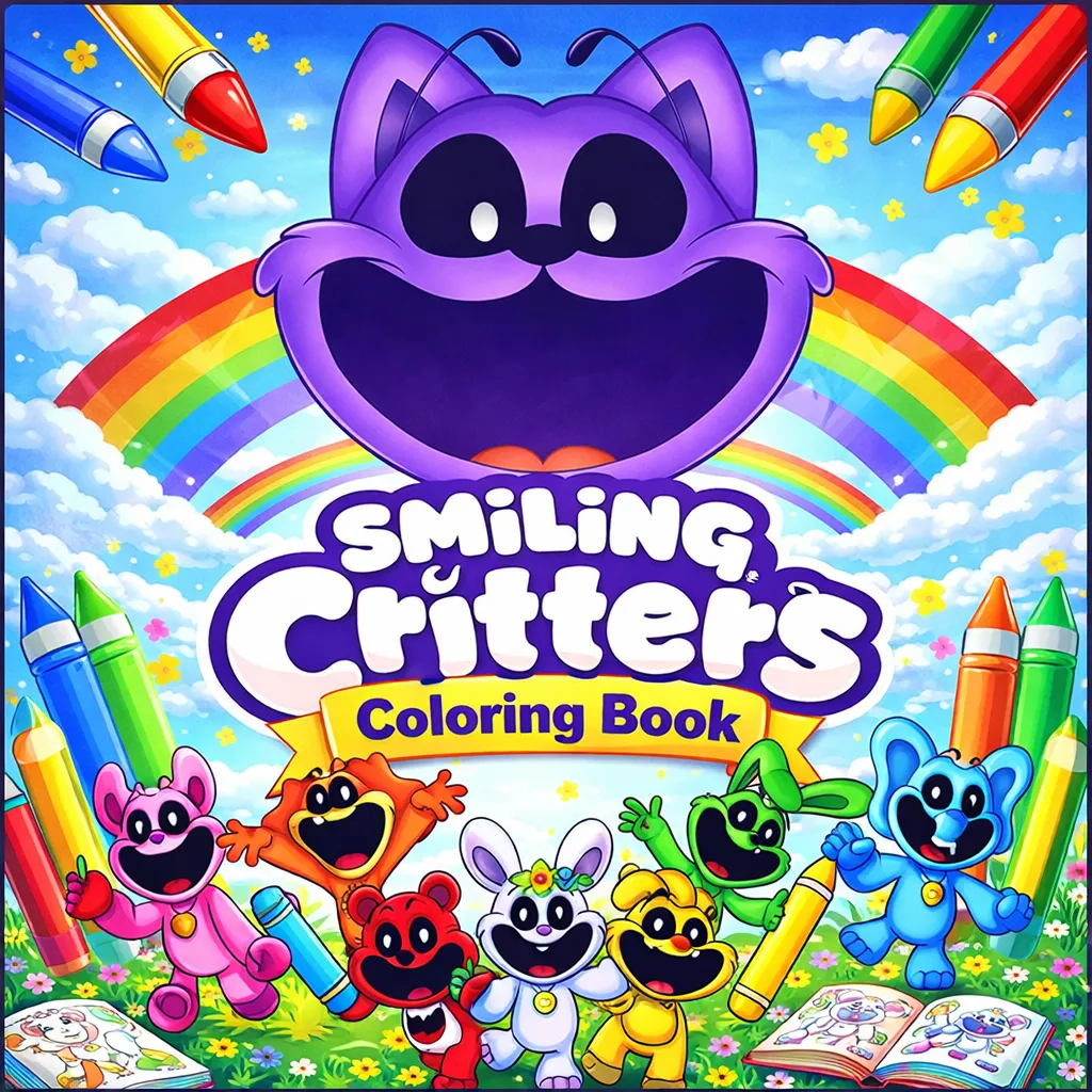 Printable Kids Coloring Book PDF – Smiling Critters Cute Animals