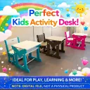 Kids Activity Desk Digital Plans- M Letter | DIY Wooden Desk & Chair Set | Laser Cut Files | Montessori Kids Furniture | Instant Download